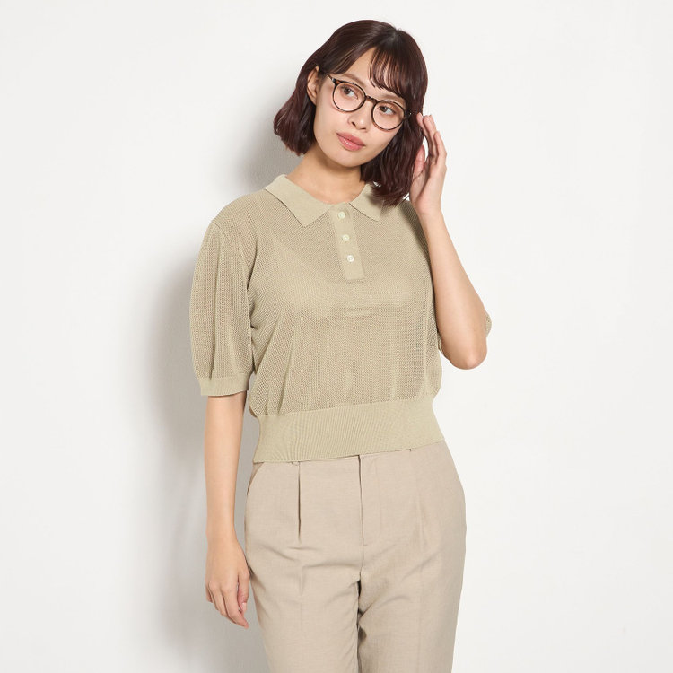 シルバーライン 12Gメッシュポロ/ブラウン 茶淡色