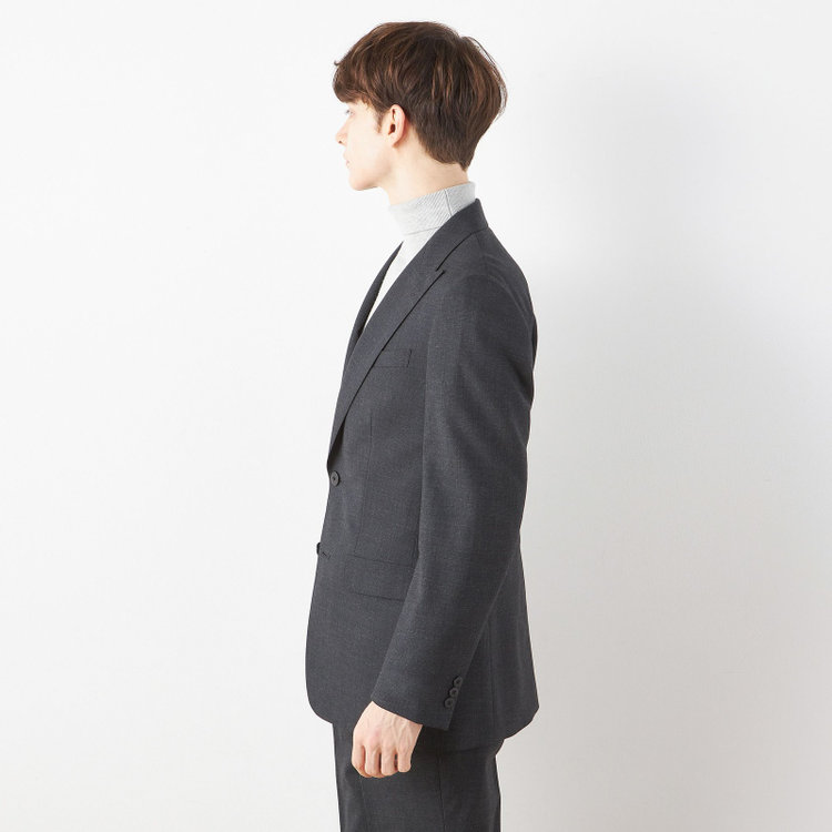 ソノタ 【BLACK LINE】ピークドラペル2釦シングルジャケット/ダークグレー×グレンチェック/NEW ZEALAND WOOL MIX グレー中間