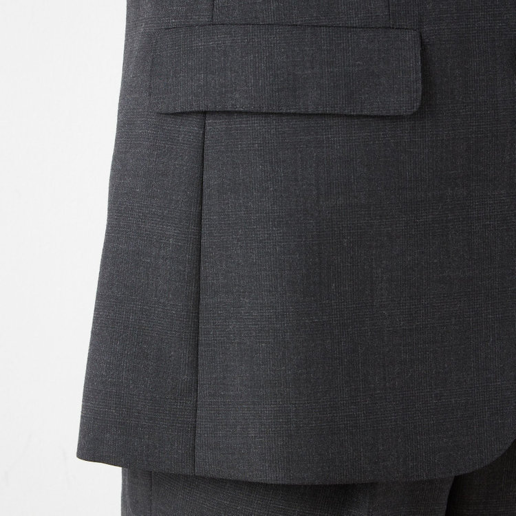 ソノタ 【BLACK LINE】ピークドラペル2釦シングルジャケット/ダークグレー×グレンチェック/NEW ZEALAND WOOL MIX グレー中間