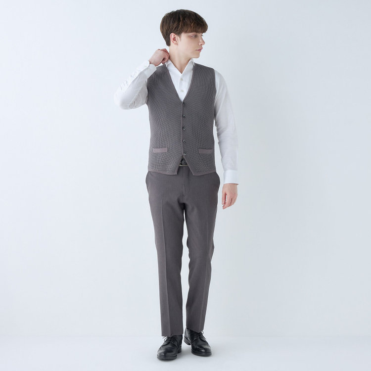 スーツセレクト 【RBC】【春夏】メッシュジレ/グレー グレー中間