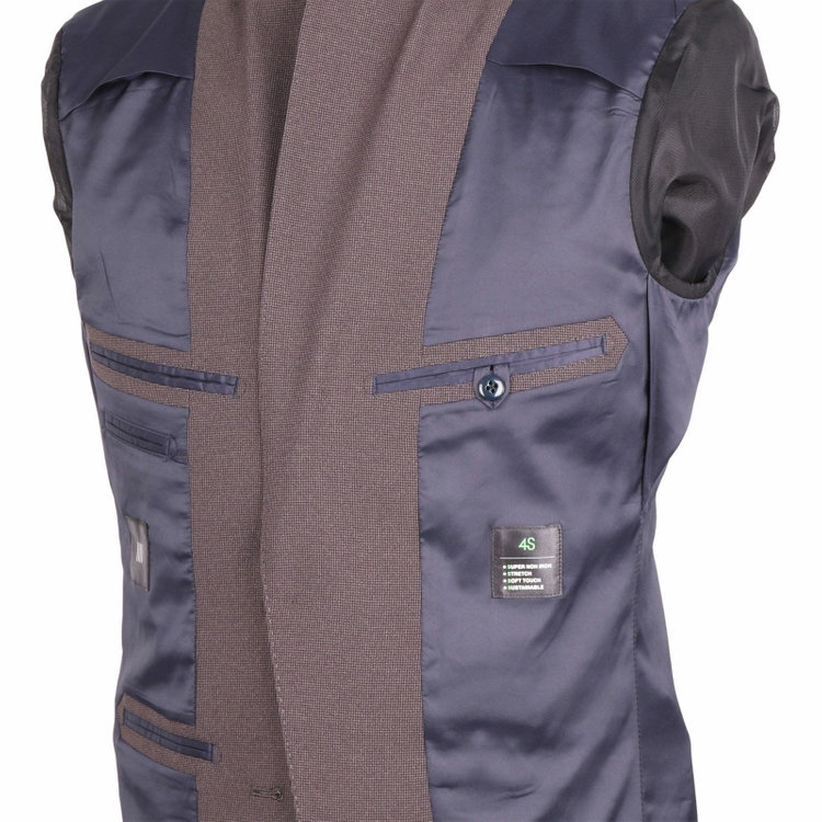 スーツセレクト 【SLIM TAPERED_2】【春夏】コーディネートパンツ付き/2釦シングルスーツ 0タック/ブラウン×ハウンドトゥース+グレー×ソリッドパンツ/4S SUSTAINABILITY&ECOLOGY FABRIC/※パンツ裾上げ済仕様 ブラウン系(茶)