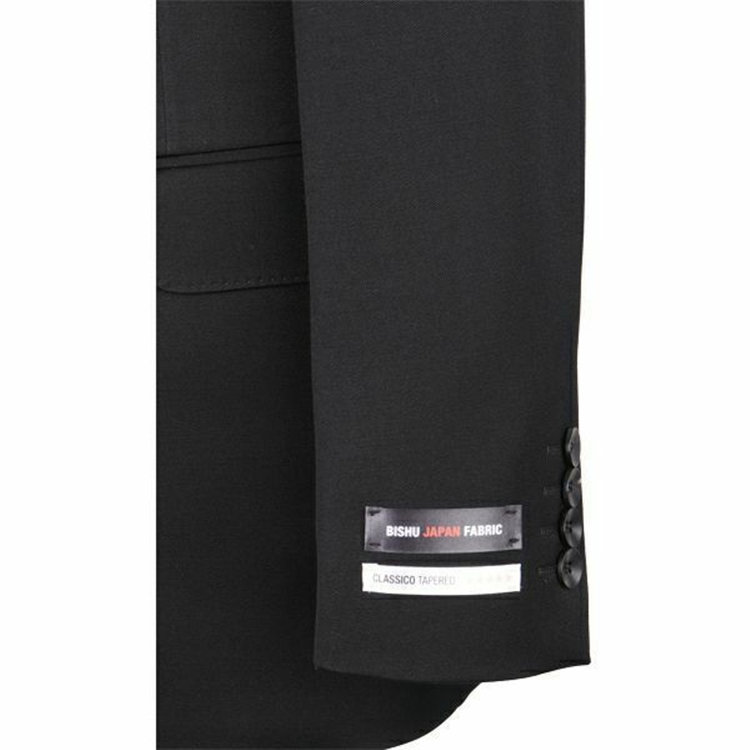 スーツセレクト 【WEB限定/OUTLET】【CLASSICO TAPERED】【年間】2釦シングルフォーマルスーツ 1タック/ブラック×ソリッド/サイドAJ/BISHU JAPAN FABRIC ブラック系(黒)