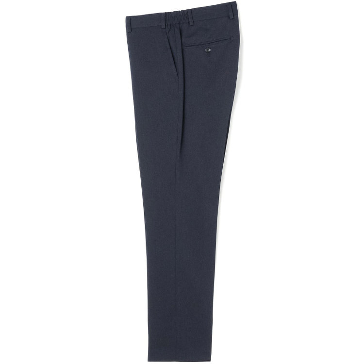 ブラックライン 【SLIM TAPERED_2】【年間】2釦シングルスリーピーススーツ 0タック/ネイビー/ウエストシャーリング/4S SUSTAINABILITY&ECOLOGY FABRIC/リバーシブルベスト仕様（グレー）/※パンツ裾上げ済仕様 紺濃色