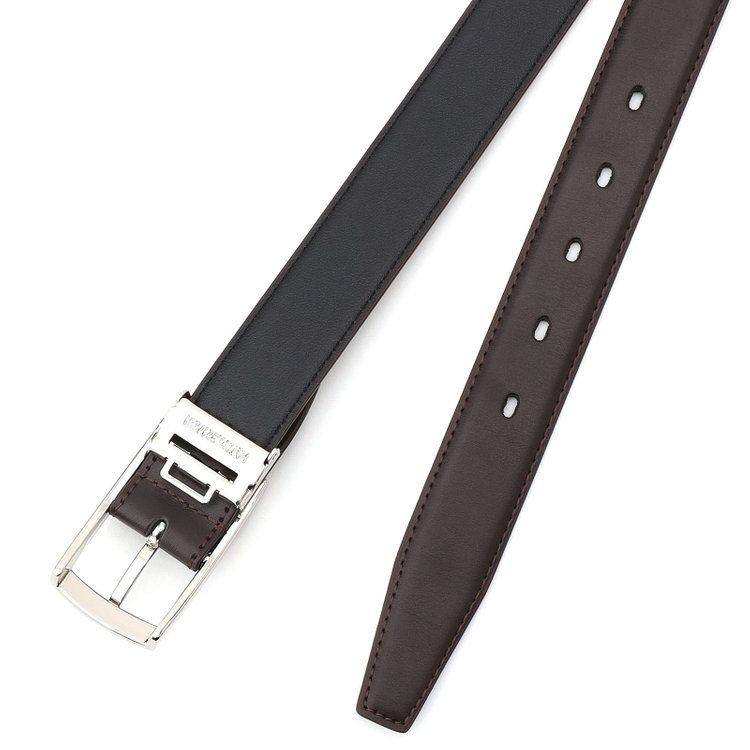 ブラックライン ピンバックルベルト 3.0幅/ダークブラウン(ウエスト91cmまで対応) 茶濃色