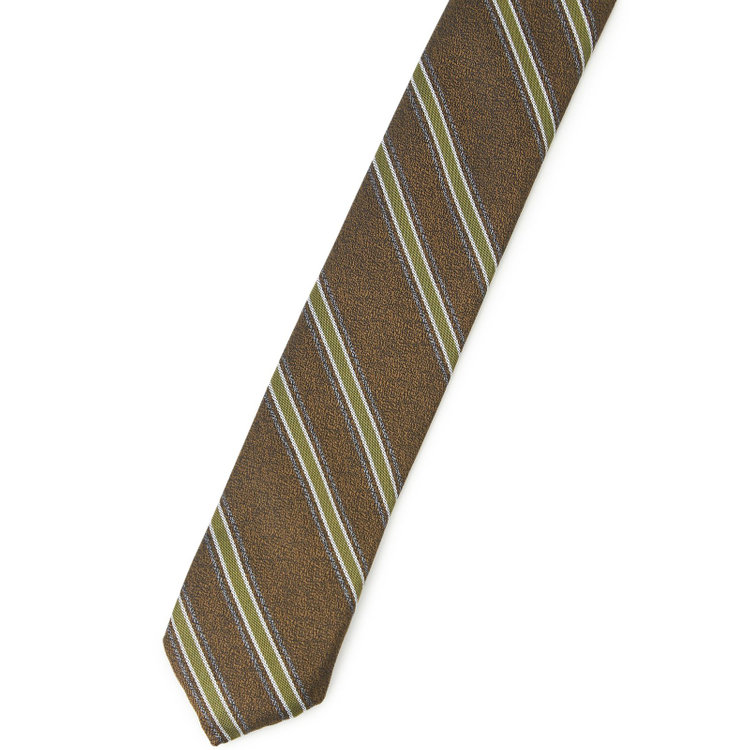 シルバーライン 【SILVER LINE】シルクストライプネクタイ 8.0cm幅/ブラウン×グリーン その他