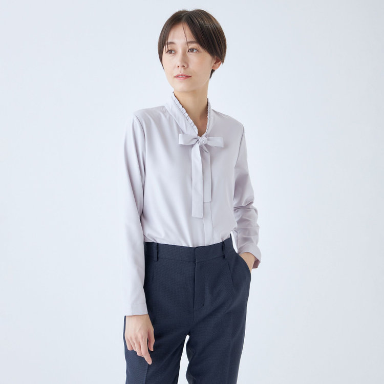 シルバーライン 【SL/長袖】ロングタイプルオーバーブラウス/アイスグレー/2WAYストレッチ/UV加工/ウォッシャブル グレー中間