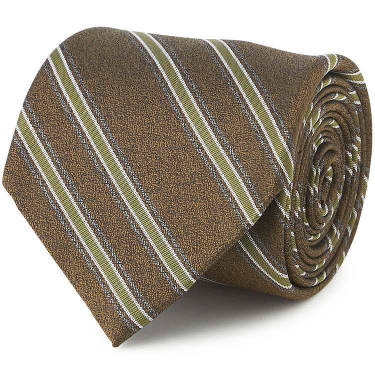 シルバーライン 【SILVER LINE】シルクストライプネクタイ 8.0cm幅/ブラウン×グリーン その他