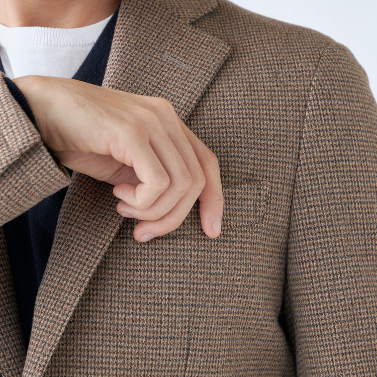 シルバーライン 【RBC】【秋冬】2釦ジャケット/ブラウン×チェック/パッチポケット/4S SUSTAINABILITY&ECOLOGY FABRIC 茶中間