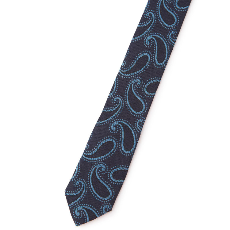 シルバーライン 【SILVER LINE】シルクコットンペイズリーネクタイ 8.5cm幅/ネイビー×ブルー/ITALIAN FABRICS その他