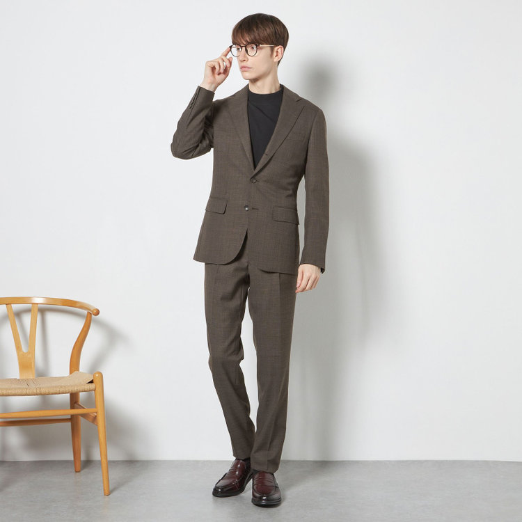 シルバーライン 【CLASSICO TAPERED】【春夏】3釦段返りシングルスーツ 2タック/ブラウン/NEW ZEALAND WOOL MIX/裾直し必要 茶中間