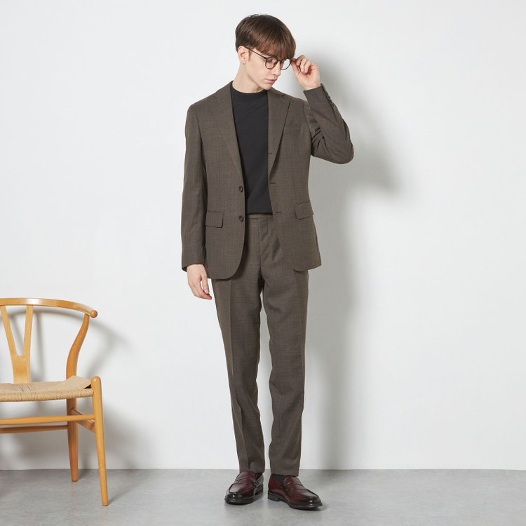 シルバーライン 【CLASSICO TAPERED】【春夏】3釦段返りシングルスーツ 2タック/ブラウン/NEW ZEALAND WOOL MIX/裾直し必要 茶中間