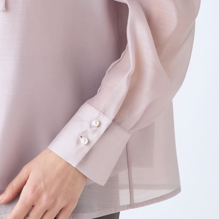 スーツセレクト 【Lady Like BLOUSE】【長袖】ボウタイブラウス/グレイッシュピンク 赤淡色