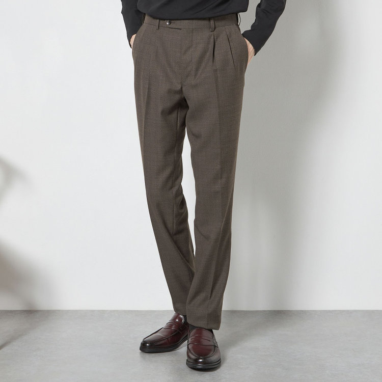 シルバーライン 【CLASSICO TAPERED】【春夏】3釦段返りシングルスーツ 2タック/ブラウン/NEW ZEALAND WOOL MIX/裾直し必要 茶中間