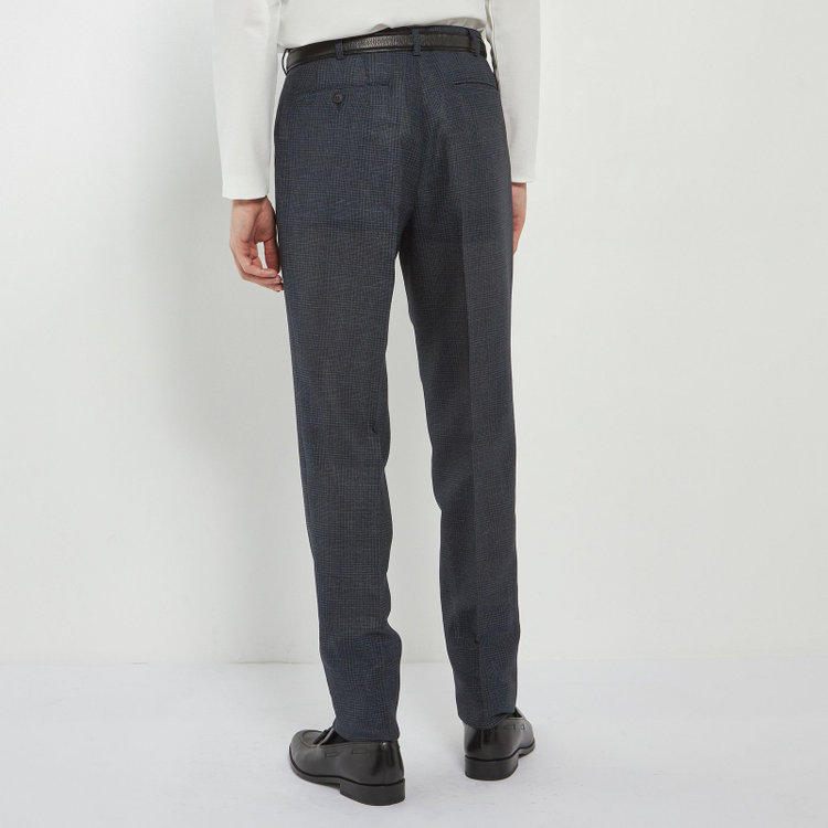 シルバーライン 【5DAYS CLOSET】【RBC】【春夏】1タックテーパードパンツ/ネイビー×チェック/ウエストムーブ仕様/4S SUSTAINABILITY&ECOLOGY FABRIC/※裾上げ必要 紺中間