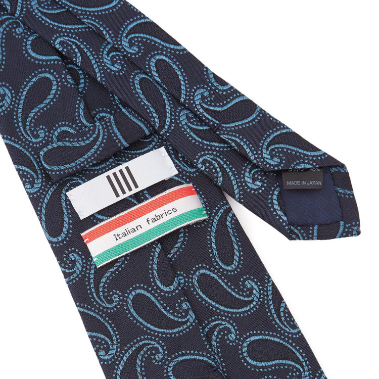 シルバーライン 【SILVER LINE】シルクコットンペイズリーネクタイ 8.5cm幅/ネイビー×ブルー/ITALIAN FABRICS その他