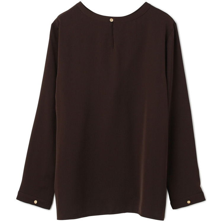 シルバーライン 【SL/9分袖】ラウンドネックピンタックブラウス/ブラウン 茶中間