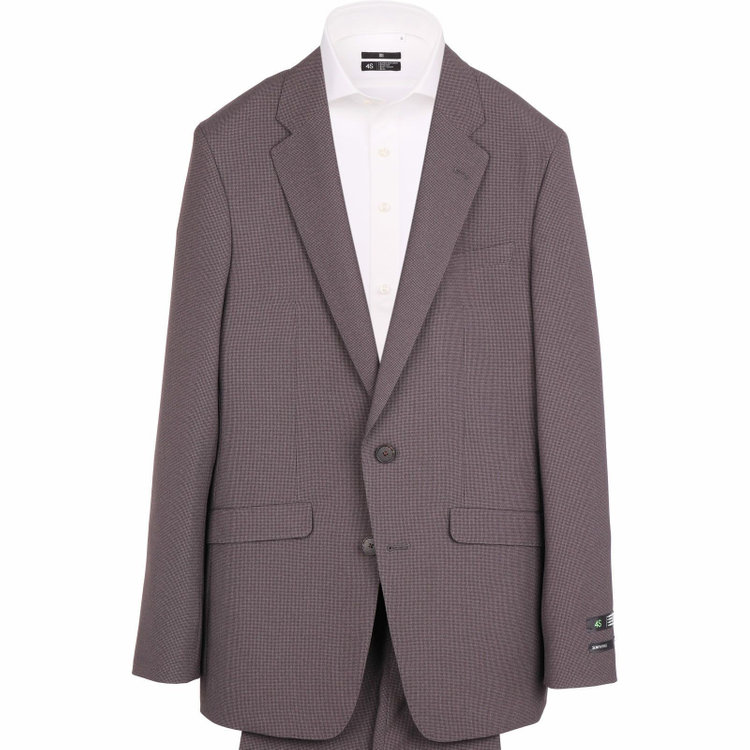 スーツセレクト 【SLIM TAPERED_2】【春夏】コーディネートパンツ付き/2釦シングルスーツ 0タック/ブラウン×ハウンドトゥース+グレー×ソリッドパンツ/4S SUSTAINABILITY&ECOLOGY FABRIC/※パンツ裾上げ済仕様 ブラウン系(茶)