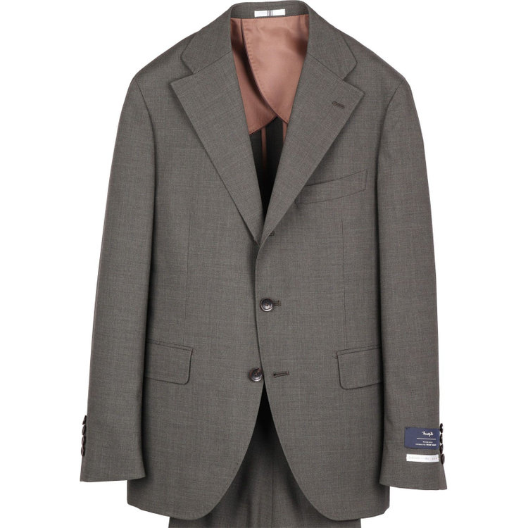 スーツセレクト 【発送在庫あり】【CLASSICO TAPERED】【春夏】3釦段返りシングルスーツ 2タック/カーキ/MARZOTTO カーキ系(濃緑)