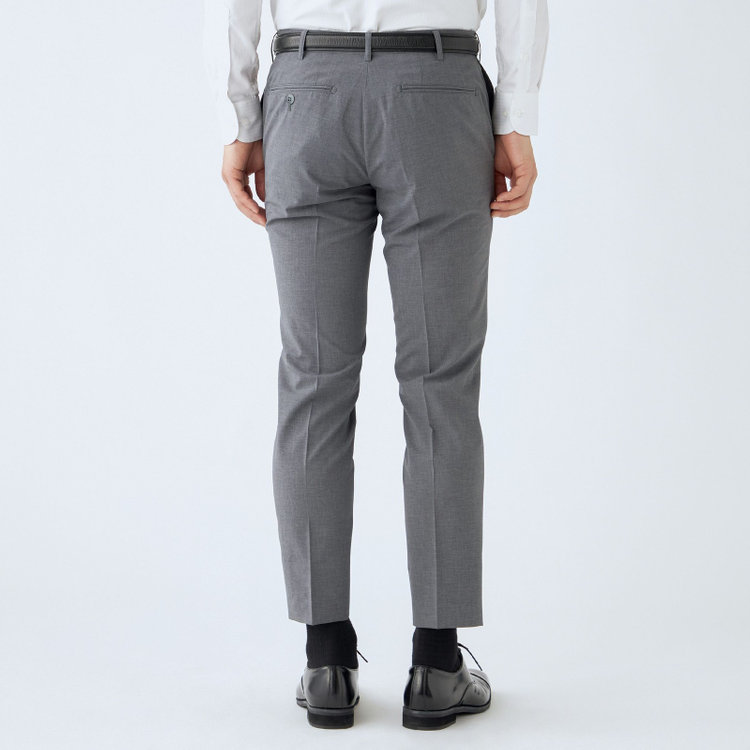 ブラックライン 【SLIM TAPERED】【春夏】0タックテーパードパンツ/ライトグレー/ウエストムーブ/ウォッシャブル/4S SUSTAINABILITY&ECOLOGY FABRIC/※裾上げ済み仕様 グレー淡色