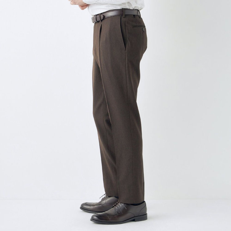 シルバーライン 【CLASSICO TAPERED】【春夏】1タックテーパードパンツ/ブラウン/ウエストムーブ仕様/4S SUSTAINABILITY&ECOLOGY FABRIC/※裾上げ済仕様 茶中間