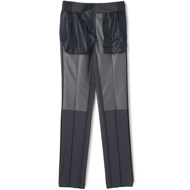 ブラックライン 【SLIM TAPERED】【春夏】0タックテーパードパンツ/グレー×チェック/ウエストムーブ/※裾上げ済み仕様 グレー濃色