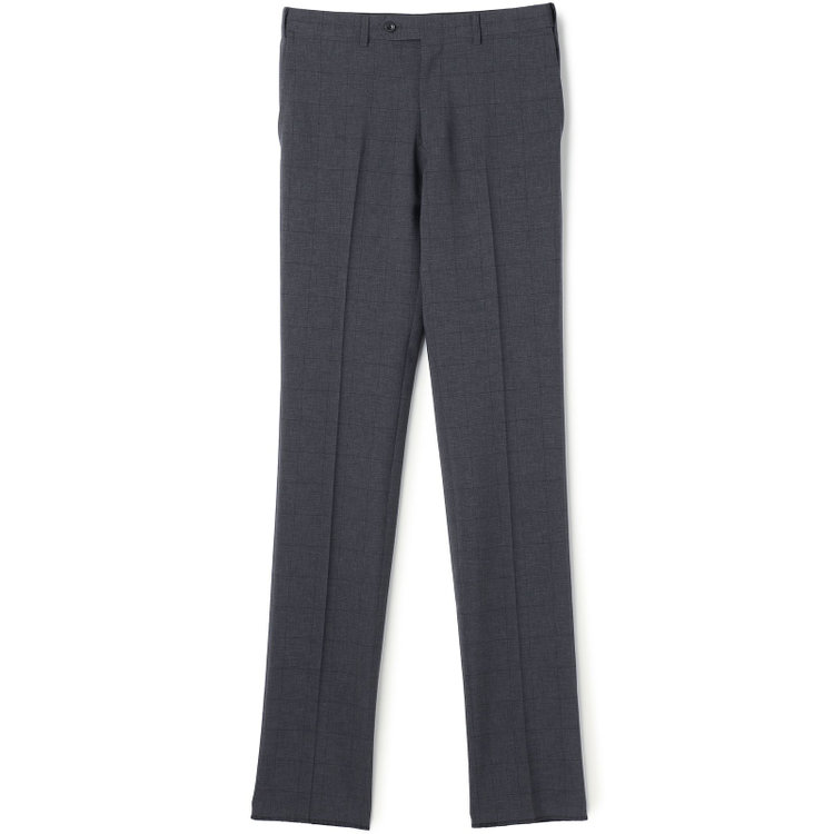ブラックライン 【SLIM TAPERED】【春夏】0タックテーパードパンツ/グレー×チェック/ウエストムーブ/※裾上げ済み仕様 グレー濃色