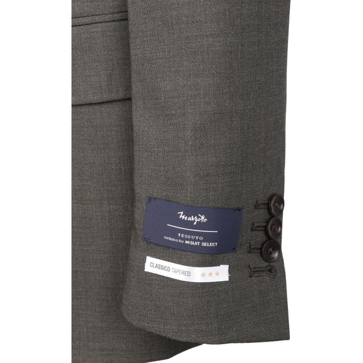 スーツセレクト 【発送在庫あり】【CLASSICO TAPERED】【春夏】3釦段返りシングルスーツ 2タック/カーキ/MARZOTTO カーキ系(濃緑)