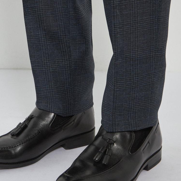 シルバーライン 【5DAYS CLOSET】【RBC】【春夏】1タックテーパードパンツ/ネイビー×チェック/ウエストムーブ仕様/4S SUSTAINABILITY&ECOLOGY FABRIC/※裾上げ必要 紺中間