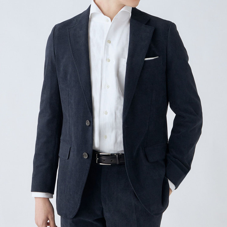 シルバーライン 【CLASSICO TAPERED】【秋冬】2釦ジャケット/ネイビー×コーデュロイ/4S SUSTAINABILITY&ECOLOGY FABRIC 紺濃色