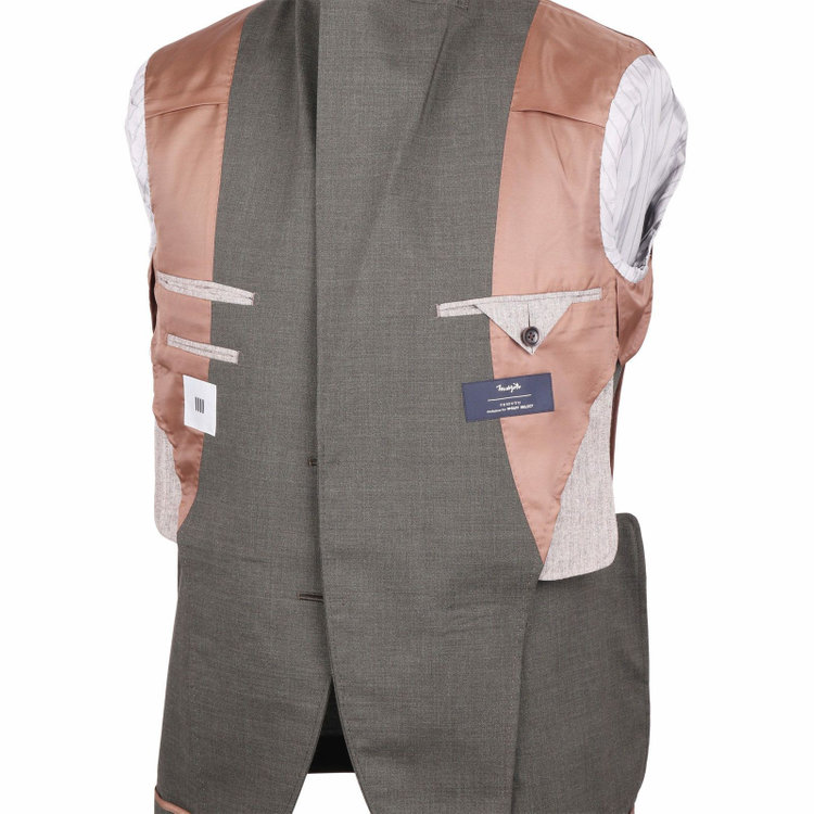 スーツセレクト 【発送在庫あり】【CLASSICO TAPERED】【春夏】3釦段返りシングルスーツ 2タック/カーキ/MARZOTTO カーキ系(濃緑)