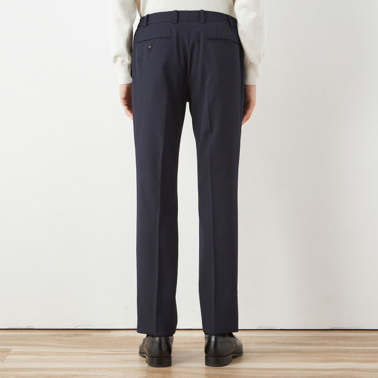 ブラックライン 【SLIM TAPERED_2】【年間】2釦シングルテーパードパンツスーツ 0タック/ネイビー×シャドーストライプ/ウエストシャーリング/4S/※パンツ裾上げ済仕様 紺中間