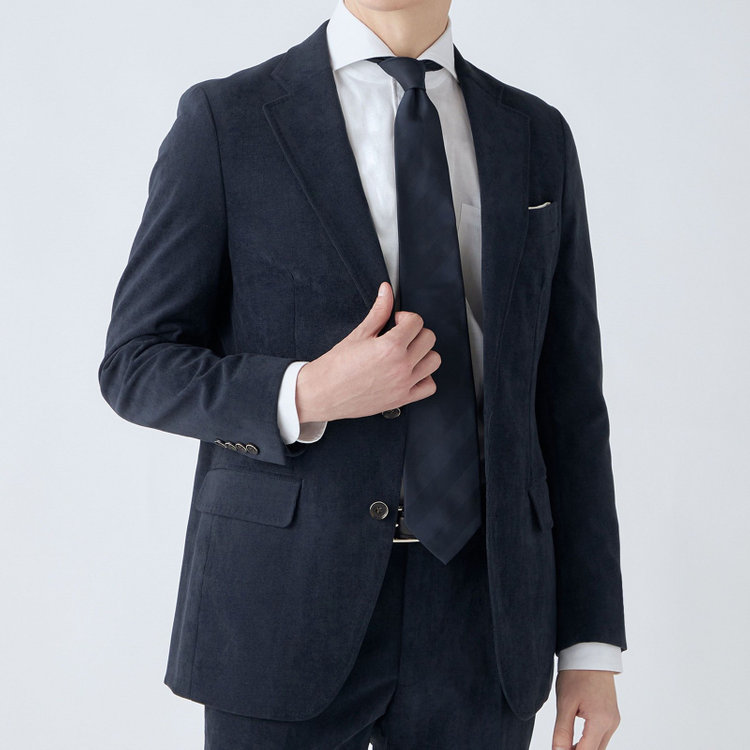 シルバーライン 【CLASSICO TAPERED】【秋冬】2釦ジャケット/ネイビー×コーデュロイ/4S SUSTAINABILITY&ECOLOGY FABRIC 紺濃色