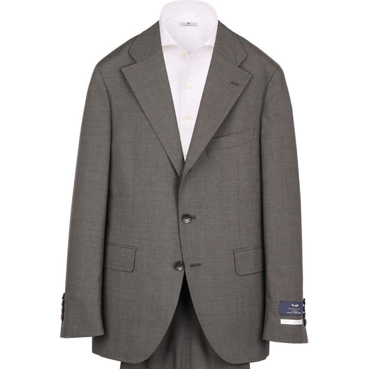 スーツセレクト 【発送在庫あり】【CLASSICO TAPERED】【春夏】3釦段返りシングルスーツ 2タック/カーキ/MARZOTTO カーキ系(濃緑)