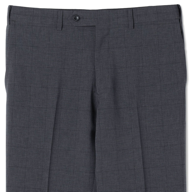 ブラックライン 【SLIM TAPERED】【春夏】0タックテーパードパンツ/グレー×チェック/ウエストムーブ/※裾上げ済み仕様 グレー濃色