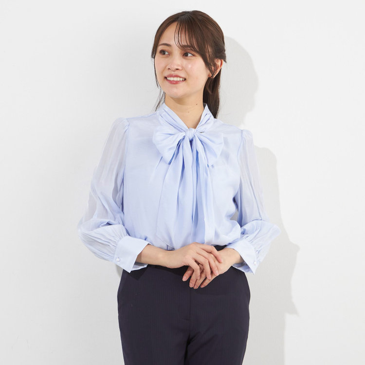 サマンサ 【SUIT SELECT×Samantha Thavasa】【長袖】リボンブラウス/ブルー 青淡色