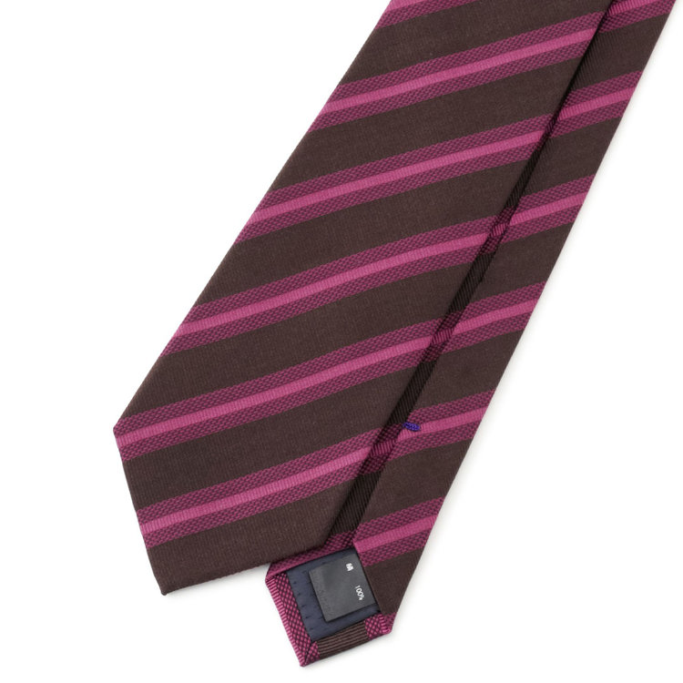 ブラックライン 【BLACK LINE】シルクストライプネクタイ 7.5cm幅/ブラウン×ワイン その他