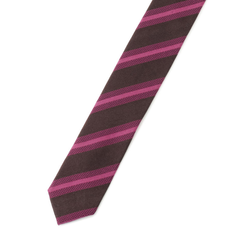 ブラックライン 【BLACK LINE】シルクストライプネクタイ 7.5cm幅/ブラウン×ワイン その他