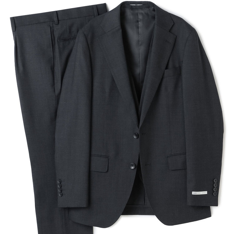 シルバーライン 【CLASSICO TAPERED】【年間】2釦シングルスリーピーススーツ 1タック/グレー×ピンドット/※裾上げ必要 グレー中間