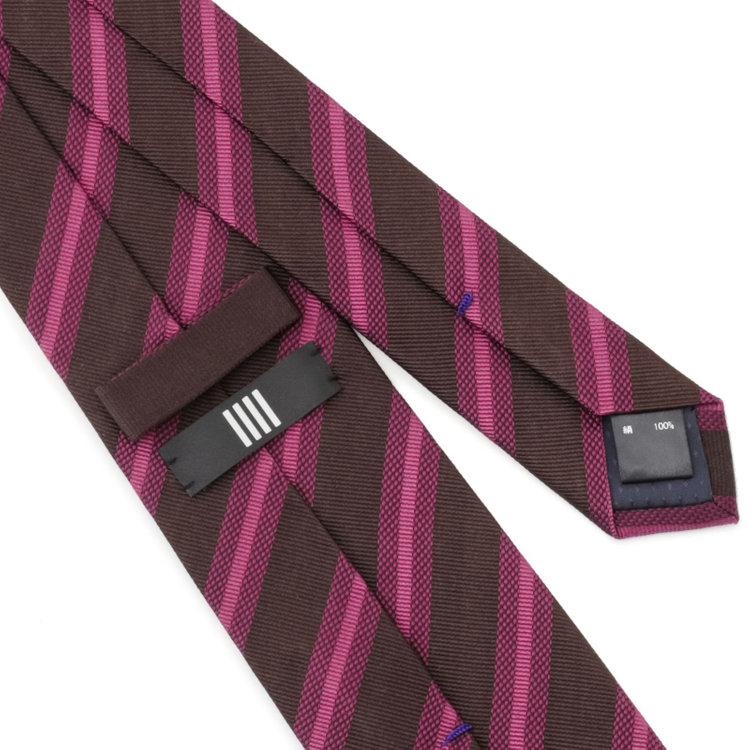 ブラックライン 【BLACK LINE】シルクストライプネクタイ 7.5cm幅/ブラウン×ワイン その他