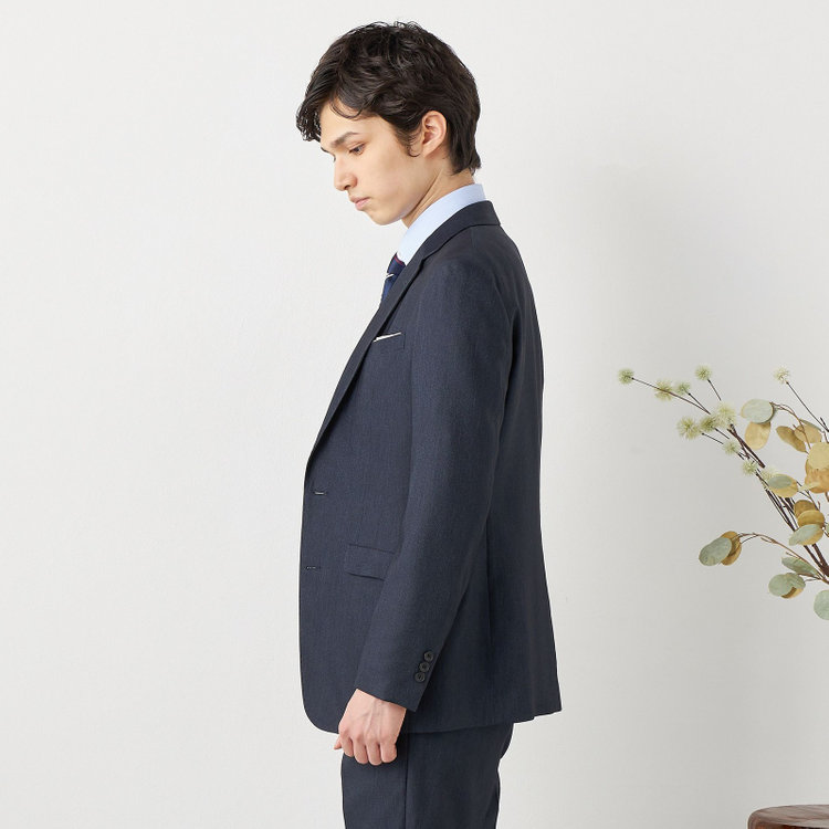 ブラックライン 【SLIM TAPERED】【年間】 2釦シングルスリーピーススーツ 0タック/ ダークネイビー×デジタルデニム  /ウエストシャーリング/ 4S TAKE OUT SUITS / ※パンツ裾上げ済仕様 紺濃色