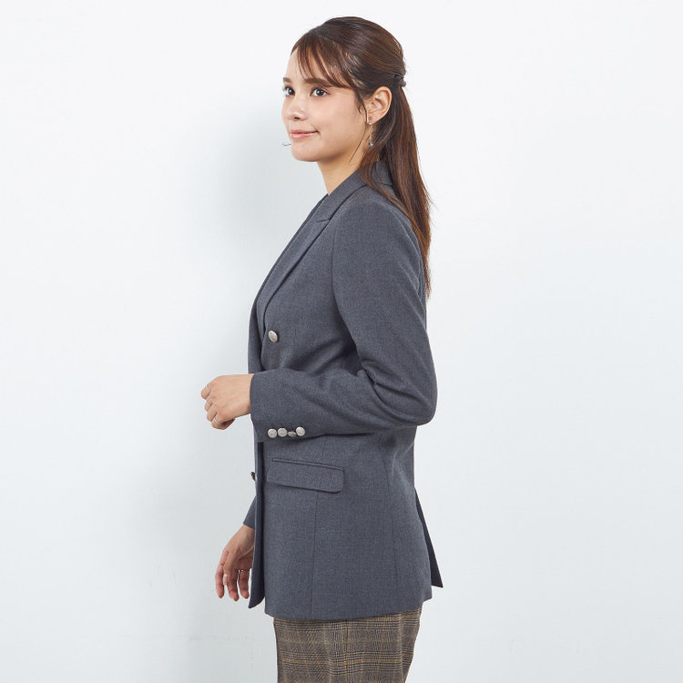 シルバーライン 【SILVER LINE】【秋冬】6釦2掛けダブルリミテッドブレザー/SUPER100'S/グレー×メタル釦 グレー濃色