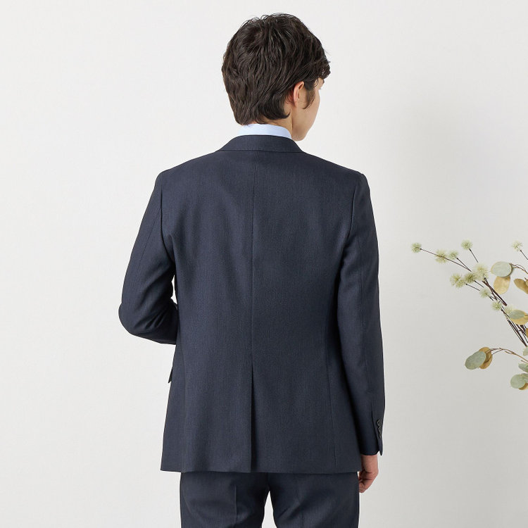 ブラックライン 【SLIM TAPERED】【年間】 2釦シングルスリーピーススーツ 0タック/ ダークネイビー×デジタルデニム  /ウエストシャーリング/ 4S TAKE OUT SUITS / ※パンツ裾上げ済仕様 紺濃色