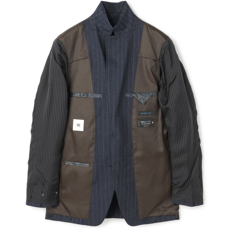 シルバーライン 【発送在庫あり】【CLASSICO TAPERED】【秋冬】2釦シングルスーツ 1タック/ネイビー×ストライプ/REDA ACTIVE/NEW ZEALAND MERINO/SHOWER CLEAN/※裾上げ必要 紺濃色