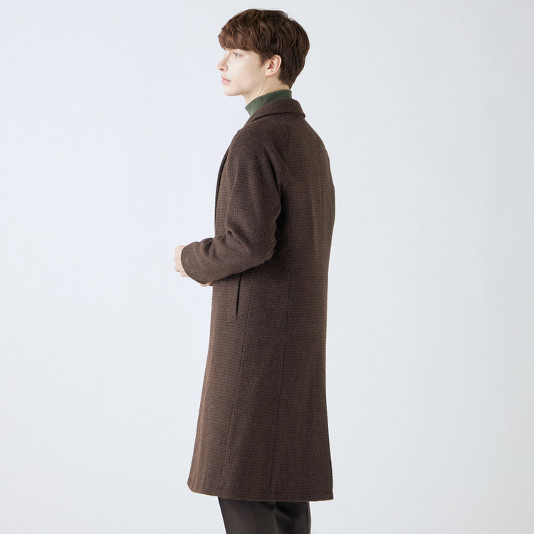 ブラックライン 【SL】ウールブレンド ラグランチェスターコート/ブラウン×チェック/RE:NEWOOL ブラウン系(茶)