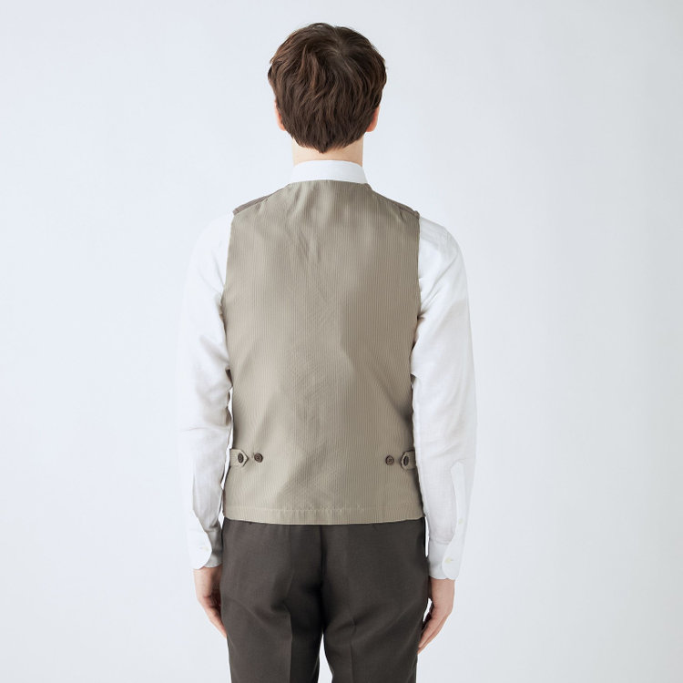 スーツセレクト 【RBC】【秋冬】ミラノリブ ニットダブルジレ(ベスト)/ブラウン 茶淡色