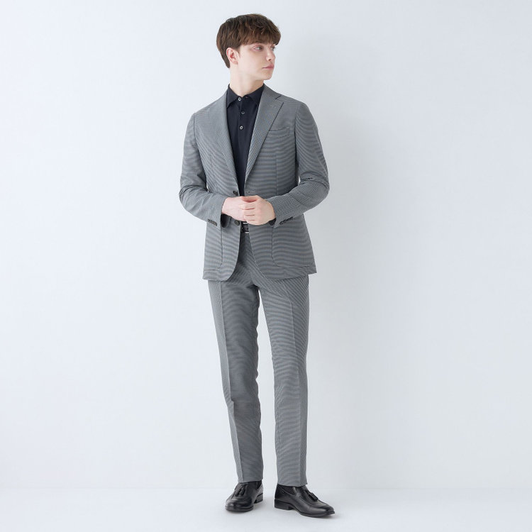 シルバーライン 【5DAYS CLOSET】【RBC】【春夏】2釦シングルジャケット/グレー×チェック/パッチポケット/4S SUSTAINABILITY&ECOLOGY FABRIC 紺中間