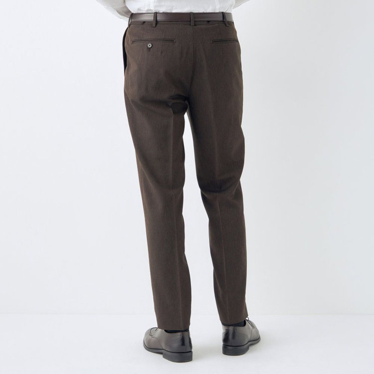 シルバーライン 【CLASSICO TAPERED】【春夏】1タックテーパードパンツ/ブラウン/ウエストムーブ仕様/4S SUSTAINABILITY&ECOLOGY FABRIC/※裾上げ済仕様 茶中間