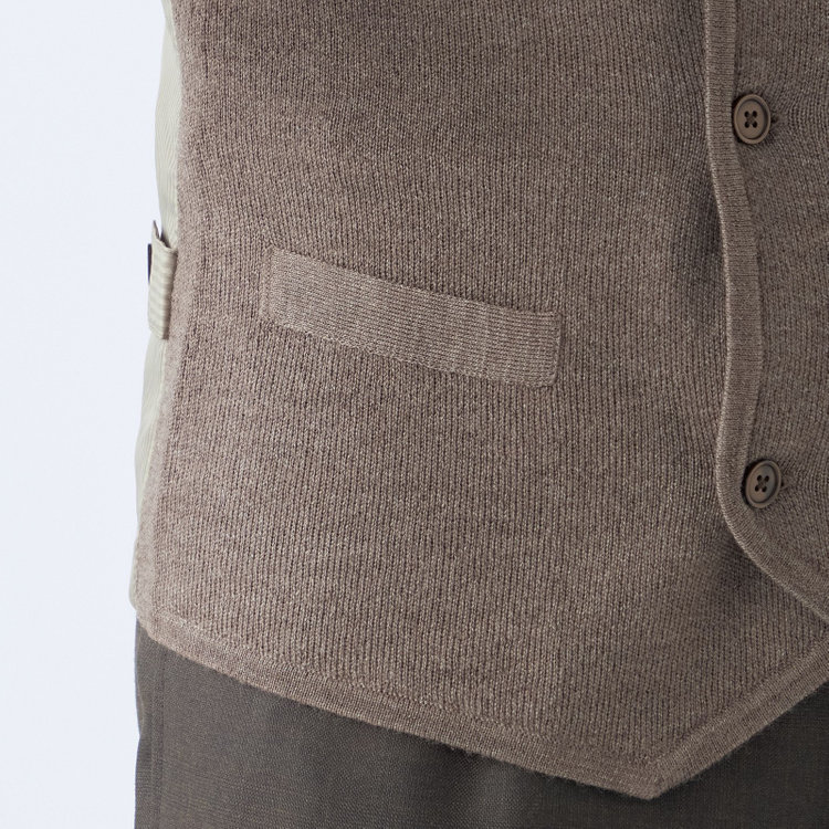 スーツセレクト 【RBC】【秋冬】ミラノリブ ニットダブルジレ(ベスト)/ブラウン 茶淡色