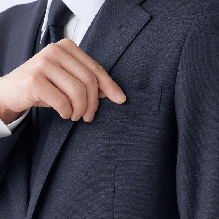 シルバーライン 【CLASSICO TAPERED】【年間】【結婚式対応可】2釦シングルフォーピーススーツ 1タック/ネイビー＋コーディネートパンツグレー/両面ジレ/ウエストムーブ/4S SUSTAINABILITY&ECOLOGY FABRIC/※裾上げ必要 紺中間