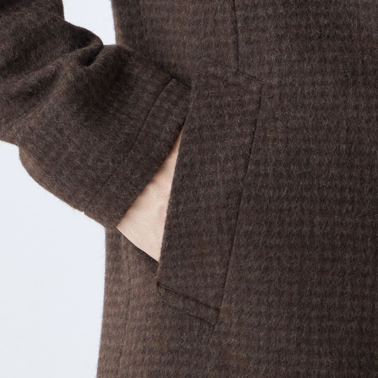 ブラックライン 【SL】ウールブレンド ラグランチェスターコート/ブラウン×チェック/RE:NEWOOL ブラウン系(茶)